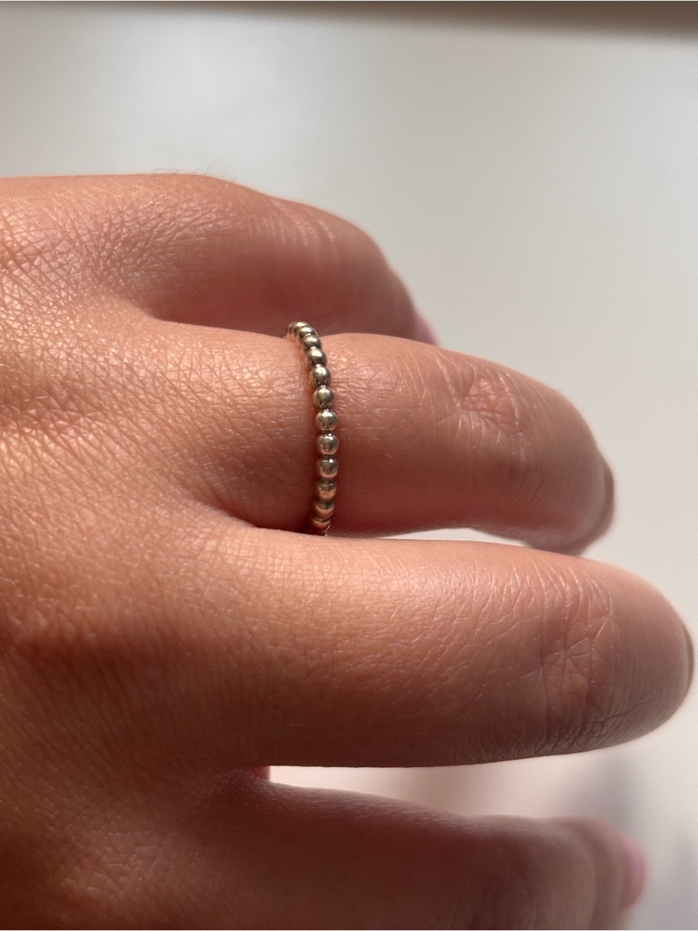 Pandora Delicate Beaded Sterling-Style Stackable Ring in Silver